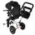 Tricicleta 3in1 105x52x94 cm, sezut rotativ 360°, roti fara aer, copertina reglabila, negru Household NewTrend