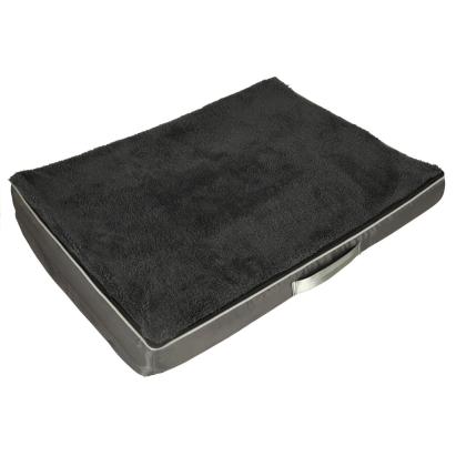 Pat ortopedic pentru caini, dreptunghiular, husa detasabila, 90x70x10 cm, gri inchis Household NewTrend