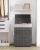 SONGMICS Cos rufe cu capac, ratan sintetic si sac detasabil, 90 L, 46x33x60 cm, gri Household NewTrend