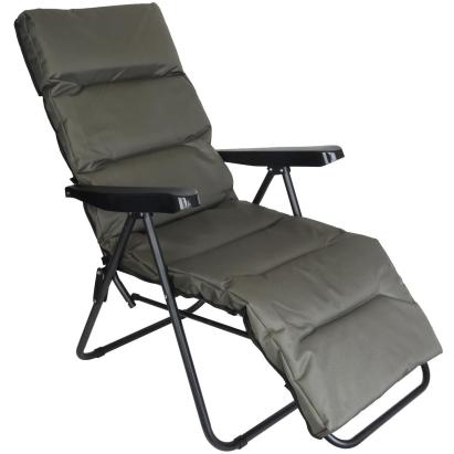 Scaun de gradina cu perna, reglaj pe pozitii, cadru metalic pliabil, 57x83x106 cm, gri Household NewTrend