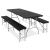 Set masa pliabila cu 2 banci, 180 cm, negru, HDPE si cadru metalic anticoroziv Household NewTrend