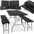 Set masa pliabila cu 2 banci, 180 cm, negru, HDPE si cadru metalic anticoroziv Household NewTrend