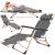 Sezlong pliabil cu perna si suport picioare reglabil, 176x66x92 cm, gri Household NewTrend