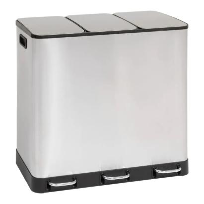 Cos gunoi 5Five Ariane, colectare selectiva, 3 compartimente 18L, inox, 61x36x62 cm, gri Household NewTrend