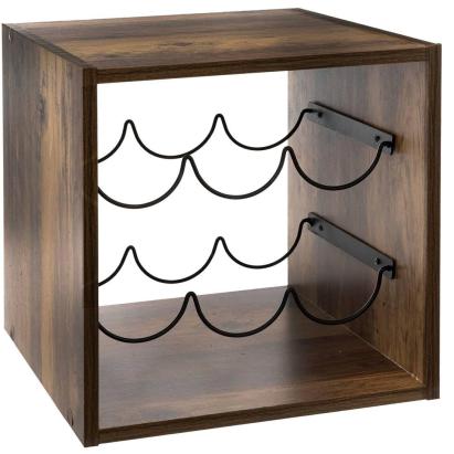 Suport sticle vin 5Five Mix n&apos;Modul stil industrial, PAL, 31x31x31 cm, maro Household NewTrend