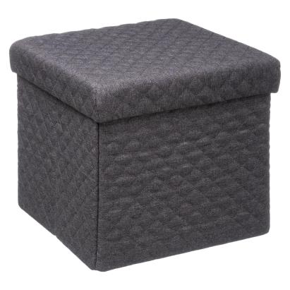 Taburet pliabil 5Five patrat cu spatiu de depozitare, MDF, 31x31x31 cm, gri inchis Household NewTrend