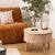 Masuta cafea rotunda Atmosphera Nysos cu usi glisante si raft, 60x40 cm, crem natur Household NewTrend