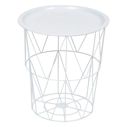 Masuta cafea cu depozitare Atmosphera Kumi, otel, 37x40 cm, alb Household NewTrend