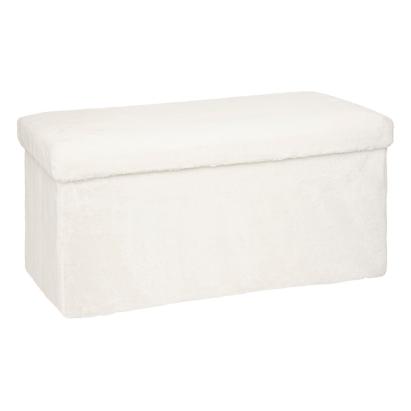Taburet pliabil Atmosphera Ezzio cu depozitare, 76x38x38 cm, blana artificiala, alb Household NewTrend