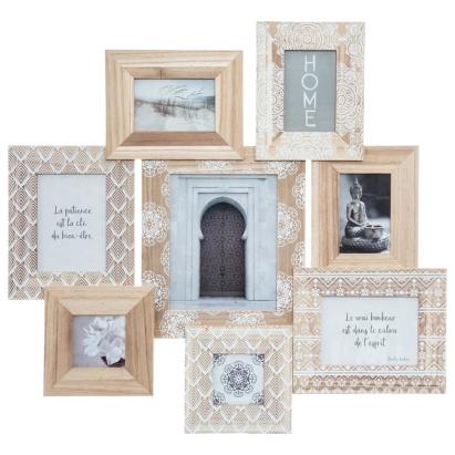 Rama foto Atmosphera Emile cu 8 cadre din lemn, 76x73 cm, bej Household NewTrend