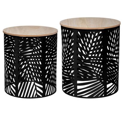 Set 2 masute cafea Atmosphera Akira, 39x45 cm si 35x40 cm, structura metalica, negru Household NewTrend