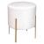 Taburet rotund Atmosphera Ilyan, 34x40 cm, catifea si MDF, alb Household NewTrend