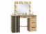 Masa de toaleta si machiaj suspendabila 120x45x140 cm cu oglinda LED si 4 sertare, craft si negru Household NewTrend