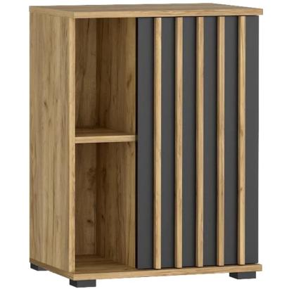 Comoda Montana 60 1D cu usa si 2 rafturi, 60x37x80 cm, craft si negru Household NewTrend