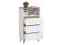 Comoda biblioteca Norge 03 cu 3 sertare si raft deschis, 65x37x119 cm, alb si stejar craft Household NewTrend
