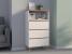 Comoda biblioteca Norge 03 cu 3 sertare si raft deschis, 65x37x119 cm, alb si stejar craft Household NewTrend