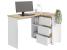 Birou colt Norge cu 3 sertare si 2 rafturi, 124x89x75 cm, alb si stejar Household NewTrend