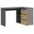 Birou colt Norge cu 3 sertare si 2 rafturi, 124x89x75 cm, antracit si craft Household NewTrend