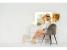 Masa de toaleta si machiaj cu oglinda LED si 7 sertare, 120x43x140 cm, alb Household NewTrend
