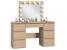 Masa de toaleta si machiaj cu oglinda LED si 7 sertare, 120x43x140 cm, sonoma Household NewTrend