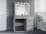 Masa de toaleta si machiaj Hollywood cu oglinda LED si 4 sertare, 94x43x140 cm, gri beton Household NewTrend