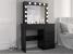 Masa de toaleta si machiaj Hollywood cu oglinda LED si 4 sertare, 94x43x140 cm, negru Household NewTrend