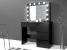 Masa de toaleta si machiaj Hollywood cu oglinda LED si 4 sertare, 94x43x140 cm, negru Household NewTrend