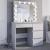 Masa de toaleta si machiaj Hollywood cu oglinda LED si 4 sertare, 94x43x140 cm, alb mat Household NewTrend