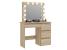 Masa de toaleta si machiaj Hollywood cu oglinda LED si 4 sertare, 94x43x140 cm, stejar Household NewTrend