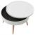 Masuta de cafea rotunda 60x40 cm, cu blat detasabil si spatiu depozitare, picioare din lemn de pin, alba Household NewTrend