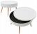 Masuta de cafea rotunda 60x40 cm, cu blat detasabil si spatiu depozitare, picioare din lemn de pin, alba Household NewTrend
