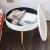 Masuta de cafea rotunda 60x40 cm, cu blat detasabil si spatiu depozitare, picioare din lemn de pin, alba Household NewTrend