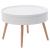Masuta de cafea rotunda 60x40 cm, cu blat detasabil si spatiu depozitare, picioare din lemn de pin, alba Household NewTrend