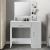 Masa de toaleta cu oglinda, sertar, dulap si rafturi, 90x38x138 cm, alb Household NewTrend