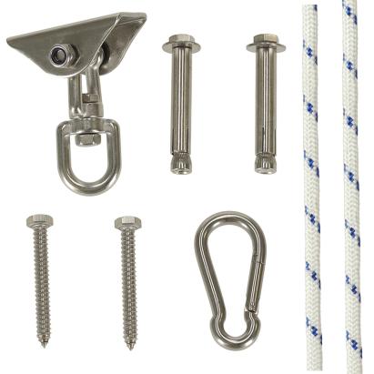 Set de montaj pentru hamac sau leagan – suport tavan, sfoara 196 cm, rotire 360°, 300 kg Household NewTrend