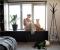 Cuier hol, metalic, 2 rafturi MDF, design minimalist, 180 cm, negru Household NewTrend