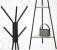 Cuier hol, metalic, 2 rafturi MDF, design minimalist, 180 cm, negru Household NewTrend