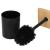 Perie WC cu rezervor detasabil si capac, din metal si bambus, 40 cm, negru Household NewTrend