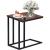 Masuta de cafea, cu cadru de otel si roti, industrial, 35x50x66 cm, maro wenge Household NewTrend