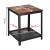 Masa de cafea patrata, noptiera cu cadru otel si polita de depozitare, 45x45x55 cm, maro rustic Household NewTrend