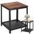 Masa de cafea patrata, noptiera cu cadru otel si polita de depozitare, 45x45x55 cm, maro rustic Household NewTrend
