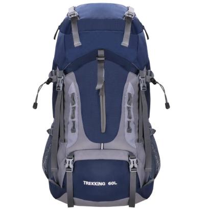 Rucsac tactic militar pentru drumetie, cu husa de ploaie, 60 litri, 25 kg, 70x40x24 cm, gri albastru Household NewTrend