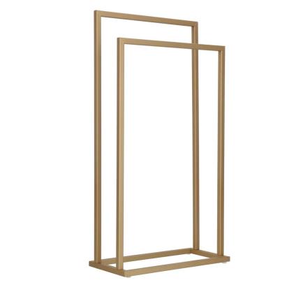 Suport metalic de baie pentru prosoape, cu 2 standuri, 86 cm, auriu mat Household NewTrend
