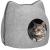 Patut pisici si caini, moale si pufos, antiderapant, perna detasabila, 38x36x36 cm, gri Household NewTrend