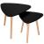 Set 2 mese de cafea, ovale, 54x45 cm si 41x40 cm, Blat MDF, Picioare lemn, Negru Household NewTrend