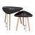 Set 2 mese de cafea, ovale, 54x45 cm si 41x40 cm, Blat MDF, Picioare lemn, Negru Household NewTrend