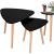Set 2 mese de cafea, ovale, 54x45 cm si 41x40 cm, Blat MDF, Picioare lemn, Negru Household NewTrend