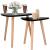 Set 2 mese de cafea, ovale, 54x45 cm si 41x40 cm, Blat MDF, Picioare lemn, Negru Household NewTrend