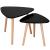 Set 2 mese de cafea, ovale, 54x45 cm si 41x40 cm, Blat MDF, Picioare lemn, Negru Household NewTrend