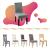 Set 4 huse universale pentru scaun, marime universala, poliester si spandex, 45 cm x 60 cm, gri Household NewTrend